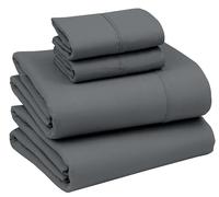 Ruvanti AONELAS Set di lenzuola per letto queen size, morbide e setose, 4 pezzi, lussuose e traspiranti, per letto queen size, comode e comode, con tasca profonda 38 cm, comode, colore: grigio scuro