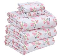 Ruvanti Bloomex - Set di lenzuola per letto king size, 100% cotone, 5 pezzi, morbido e traspirante, con tasca profonda da 40,6 cm, per letto regolabile, fresco e resistente, lenzuolo floreale Bloomex