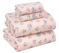 Ruvanti Lenzuola in 100% cotone, 4 pezzi, in percalle morbido e traspirante, con tasca profonda 40,6 cm, standard hotel, sensazione fresca e fresca, resistente, perfetto set di lenzuola floreale