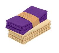 Ruvanti, Set di 12 tovaglioli di stoffa, 45,7 x 45,7 cm, lavabili, morbidi, resistenti, assorbenti, in misto cotone, tovaglioli per hotel, pranzo, ristorante, feste di nozze, viola e avorio dorato