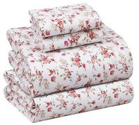 Ruvanti Set di lenzuola in 100% cotone, per letto California king, 4 pezzi, morbide e traspiranti, tasca profonda 35,6 cm, qualità da hotel, fresche, resistenti, motivo floreale, bouquet
