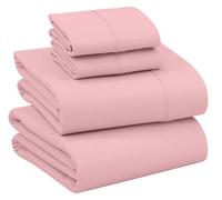 Ruvanti Set di lenzuola in 100% cotone, per letto king size, 4 pezzi, morbide e traspiranti, tasca profonda 40,6 cm, qualità da hotel, fresche, resistenti, tintura perfetta, rosa nuziale