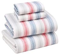 Ruvanti Set di lenzuola in 100% cotone, per letto king size, 4 pezzi, morbide e traspiranti, tasca profonda 40,6 cm, qualità da hotel, fresche, resistenti, a righe, times