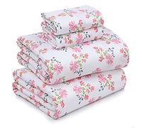 RUVANTI - Set di lenzuola in 100% cotone, per letto queen size, 4 pezzi, morbide e traspiranti, tasca profonda 40,6 cm, qualità da hotel, fresche, resistenti, motivo floreale (Bloomex)