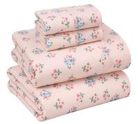 Ruvanti - Set di lenzuola in 100% cotone, per letto queen size, 4 pezzi, morbide e traspiranti, tasca profonda 40,6 cm, qualità da hotel, fresche, resistenti, motivo floreale primaverile, Spring On