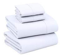 RUVANTI Set di lenzuola in 100% cotone percalle fresco e rinfrescante, per letto queen size, traspiranti e resistenti, lenzuola con tasca profonda 40 cm, colore bianco brillante, 4 pezzi