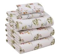 RUVANTI Set di lenzuola in 100% cotone percalle fresco e rinfrescante, per letto split king size, traspiranti e resistenti, per letto regolabile, lenzuola con tasca profonda 40,6 cm, motivo floreale,