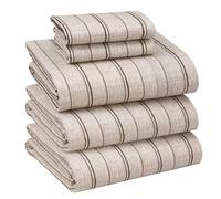 RUVANTI Set di lenzuola in 100% cotone percalle rinfrescante, per letto king size separato, traspiranti e resistenti, con tasca profonda 40,6 cm, a righe marroni, 5 pezzi