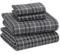 RUVANTI Set di lenzuola in flanella per letto queen size, 100% cotone spazzolato, con angoli profondi 40,6 cm, per tutte le stagioni, traspiranti ed extra morbide, calde e accoglienti, 4 pezzi, grigio