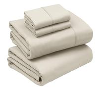 RUVANTI Set di lenzuola per letto queen, 4 pezzi in microfibra spazzolata (1 lenzuolo con angoli, 1 lenzuolo piatto, 2 federe), con angoli profondi da 38 cm, leggero e comodo, panna