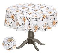 Ruvanti Tovaglia rotonda da 177,8 cm per 4-6 posti, 100% cotone di alta qualità, tovaglia lavabile, motivo floreale grigio, arancione, tavolo da buffet, feste, cene festive, matrimoni e molto altro