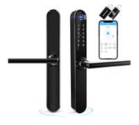 Ruveno - Serratura per porta intelligente con impronta digitale Bluetooth con touchscreen, tastiera a impronta digitale e tasti per porta a battente in alluminio, colore: nero