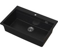 Ruvetti Absol 80 lavello in granito con inserto gocciolatoio 76x50 cm nero 3001AB_BC80_W
