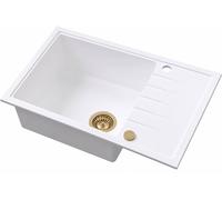 Ruvetti Axel lavello in granito 78x50 cm bianco 3001AX_WH160XL_W-PVDCH