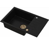 Ruvetti Axel lavello in granito 78x50 cm nero 3001AX_FB160XL_W-PVDCH