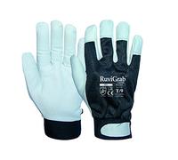 Ruvigrab - Guanti da lavoro in pelle bovina con dorso ventilato e chiusura velcro da giardinaggio e lavoro in generale. Guanti in pelle per uomo e donna