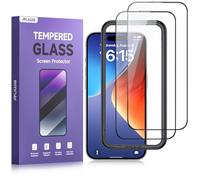 ruwa Pellicola protettiva per iPhone 15 Pro [6,1 pollici] [confezione da 2] in vetro temperato con cornice di facile installazione, trasparente HD, antigraffio, copertura completa