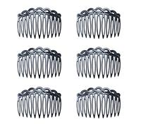 Ruwado 6 pettini laterali per capelli a 11 denti, 8,2 x 5,3 cm, color tartaruga, accessori per donne e ragazze, capelli lunghi, sottili, spessi, per matrimoni e feste nuziali (nero)
