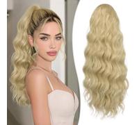 RUWISS Posticci per Capelli di Coda di Cavallo Riccia per Donne nere, 50cm Biondo Cenere Afro Kinky Sintetico Ponytail Estensione per Uso Quotidiano di Partito