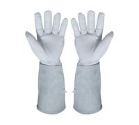 RUWLFE 1 paio di guanti in pelle Rose Forage per Donne e Uomini | Con protezione dell'avambraccio for il giardinaggio, guanto floreale lungo al gomito(White M)