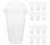 RUWLFE 100 bicchieri trasparenti da 500 ml con coperchi a cupola foro per Birra, Feste, Eventi