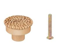RUWLFE 12 pezzi Maniglia for porta di armadio Maniglie in legno for cassettiera Pomelli for cassetti in rattan intrecciato Armadio rotondo in burlywood for casa Per Mobili(Wood color)