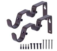 RUWLFE 4 staffe for Asta in Alluminio Ispessito, Supporto for Tenda a palo Singolo, ferramenta for Montaggio a Parete Compatibile per Bastoni Doppi in Ambienti(Coffee Golden)
