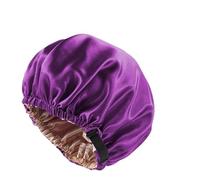 RUWLFE Berretto for capelli in raso for dormire invisibile piatto imitazione seta rotonda cura dei copricapo da donna cerimonia pulsante di regolazione cappello notte Per Dormire(Purple)