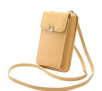 RUWLFE Borsa a tracolla lunga da donna con cerniera, borsa a tinta unita, portafoglio multifunzionale, in pelle PU for telefono per Conservazione(Yellow)