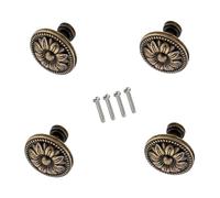 RUWLFE Confezione da 4 maniglie in metallo a forma di fiore for cassetti e ante, color bronzo Per Mobili