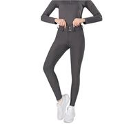RUWLFE Pantaloni da Equitazione con Cerniera e Bottoni, Leggings Donna, Calzamaglia Sportiva Interamente in Silicone per Donna(Dark Grey,S)