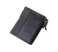 RUWLFE Portafoglio da uomo classico Porta carte corto in vera pelle maschile con tasca cerniera Per Viaggi(Black)