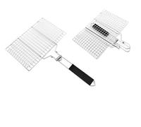 RUWLFE Rete for Barbecue Pieghevole in Acciaio Inossidabile 304, smontaggio, Rete for Portatile, Clip for da Pesca alla griglia, Strumento for per Barbecue(S)