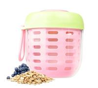 Ruwshuuk Bicchiere per frutta | contenitore portatile da 500 ml con manico | tazza per insalata con coperchio e forchetta, per picnic, feste, ufficio, viaggi, campeggio, attività all'aperto, scuola