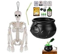 Ruwshuuk Caldero di Halloween - Pentola a caldaia tenebra, decorazioni festive da esterno per casa, giardino, aula, festa, estate, tavolo interno, cucina, ufficio, , fantasma