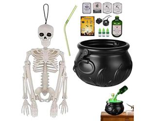 Ruwshuuk Caldero di Halloween - Pentola a caldaia tenebra, decorazioni festive da esterno per casa, giardino, aula, festa, estate, tavolo interno, cucina, ufficio, , fantasma