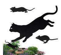 Ruwshuuk Decorazioni Da Esterno Per Gatti,3X Stakes Decorativi Per Giardino - Design Con Gatto Che Insegue Topi In Metallo, Decorazione Esterna Per Cortile E Percorsi Con Animali