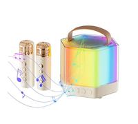 Ruwshuuk Macchina per karaoke con 2 microfoni, Macchina per karaoke wireless | Altoparlante con illuminazione RGB con 2 microfoni wireless,Set microfono altoparlante wireless con illuminazione RGB, 2