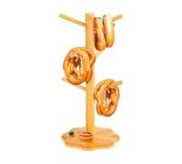 Ruwshuuk Porta Brezel Per Feste,Supporto per Ciambelle in Legno | Organizzatore a Sei Pilastri a Forma di Albero per Brezel al Salame e Portabicchieri da Bancone per Cucine Domestiche, Caffetterie e
