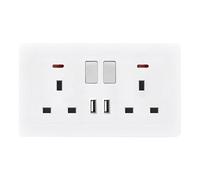 Ruwshuuk Prese da parete - | Adattatore di presa prolunga doppia con 2 porte per camera da , ufficio, casa, bagno, interno ed esterno