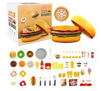 Ruwshuuk Set di cibo rapido smontabile per bambini, gioco simbolico di cibo, gioco educativo portatile per la motoria, attività di viaggio per bambini e uso quotidiano