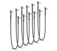 RUXELY Cavi Patch per Effetti per Chitarra 30cm 6-Pack,Cavo Jack 6,35mm Cavetto con Connettori Angolari per Strumenti Musicali TS Mono per Chitarra/Basso Pedaliera Effetti,Microfono Amp/Amplificatore