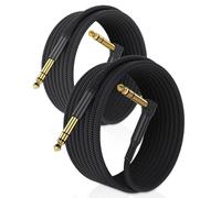RUXELY Cavo Audio Jack Angolo Retto 6.3 mm 6M 2-Pezzi,Cavi Filo Doppio 6.35mm Maschio,Cable Guitar TRS Bilanciato 90 Gradi Angolare 1/4 Pollici per Strumenti,Chitarra Elettrica,Basso,Tastiera,Amp