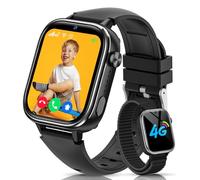 RUXINGX 4G Smartwatch Bambini, IP68 Impermeabile Smartwatch con GPS, SOS, Telefono, HD Videochiamata, Chat Vocale, modalità Lezione, Sveglia, Sonno, Orologio Bambini per Ragazze e Ragazzi, Nero