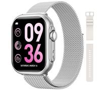 RUXINGX Smartwatch Donna, 1000mAh Batteria, Standby Ultra-Lungo 100 Giorni, 1.83" Orologio Fitness Cardiofrequenzimetro SpO2 Sonno, 120+ Sport Smart Watch Chiamate IP68 Contapassi Android iOS Argento