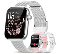 RUXINGX Smartwatch Donna con Chiamate, 1.83" Orologio Smartwatch con 3 Cinturini Fisiologia Femminile Sonno Cardiofrequenzimetro SpO2 IP68 100+ Sport Notifiche Messaggi per iOS Android Argenteo Regalo