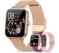 RUXINGX Smartwatch Donna con Chiamate, 1.83" Orologio Smartwatch con 3 Cinturini Fisiologia Femminile Sonno Cardiofrequenzimetro SpO2 IP68, 20+ Sport Notifiche Messaggi per iOS Android Oro Rosa Regalo