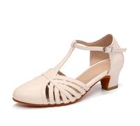 RUYBOZRY Donna Scarpe da Ballo Latino con Punta Chiusa Scarpe da Ballo da Sposa Glitterate,YCL259-4.5,Avorio,EU 35