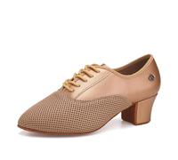 RUYBOZRY Scarpe Allenamento Ballo Donna Punta Chiusa Latin Salsa Scarpe da Ballo da Sala con Lacci Marrone EU 35