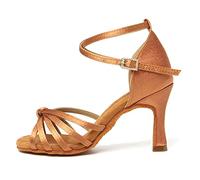 RUYBOZRY Scarpe da Ballo Latino Donna Standard Scarpe da Ballo Salsa da Sala,801QB-Marrone-8.5,EU 36
